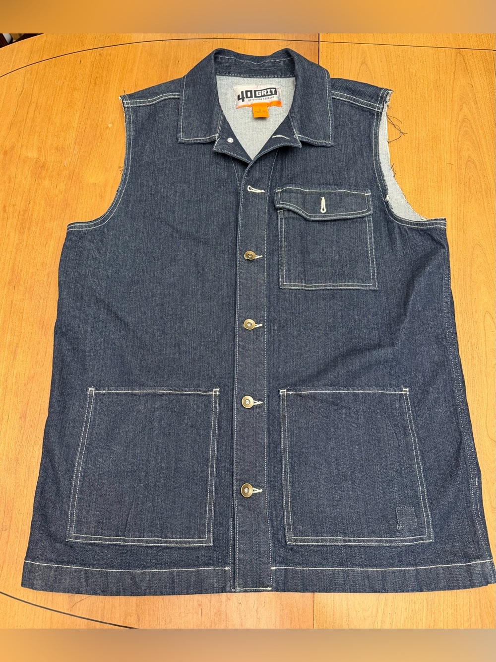Duluth Trading Co 40 Grit Denim Workwear Vest | Chore Utility Distressed | M